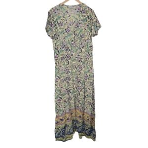 Vintage Shoreline Floral & Paisley Multicolor V-neck Maxi Dress. Size 2XL